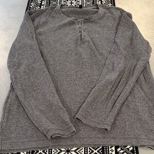 Banana Republic Gray Ribbed Henley Knit Top